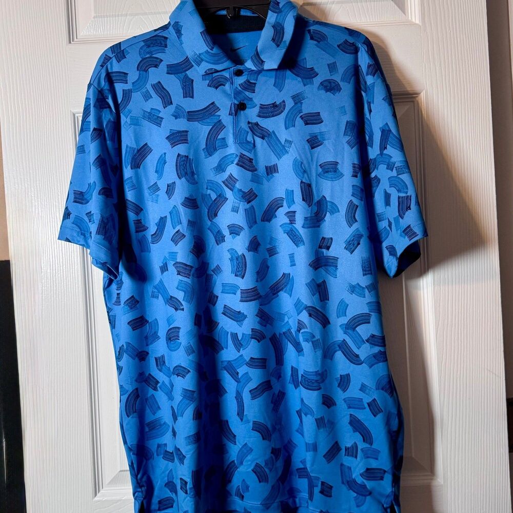 NIKE Dri-Fit Tour Golf Polo Shirt FD5739-402 Men's Blue Geometric Print NEW! $80